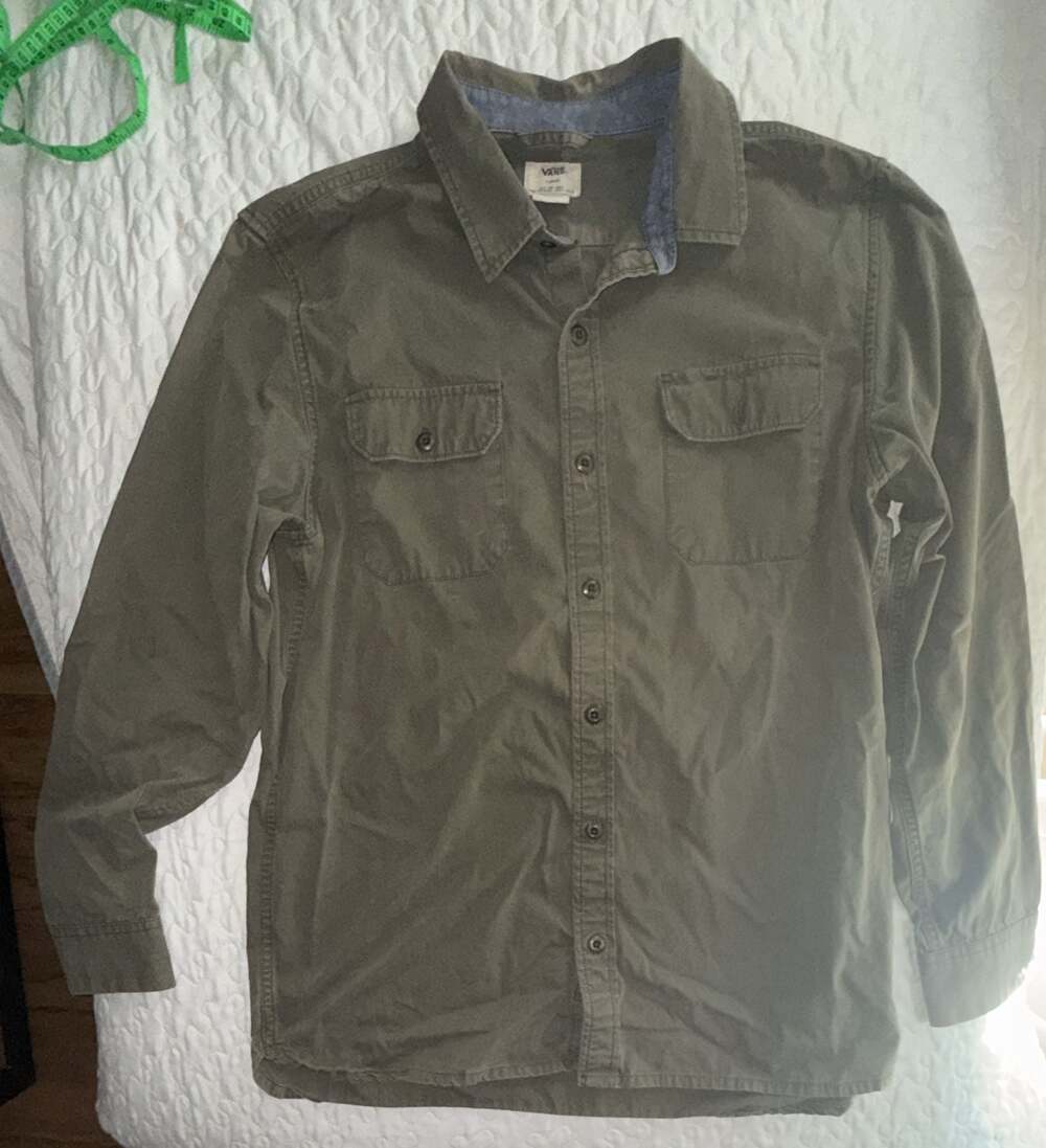 Vans Off The Wall Classic Fit Green Long Sleeve Button-Up Work Shirt Large